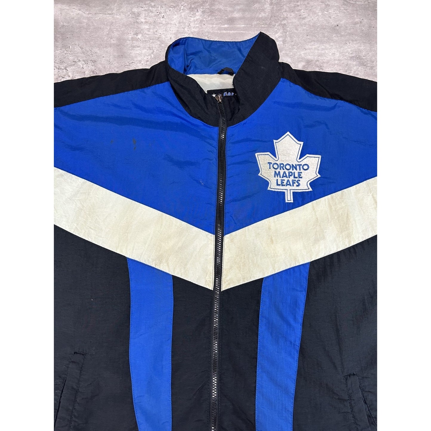 Vintage 90s Toronto Maple Leafs NFL Embroidered Nylon Windbreaker Jacket Sz XXL