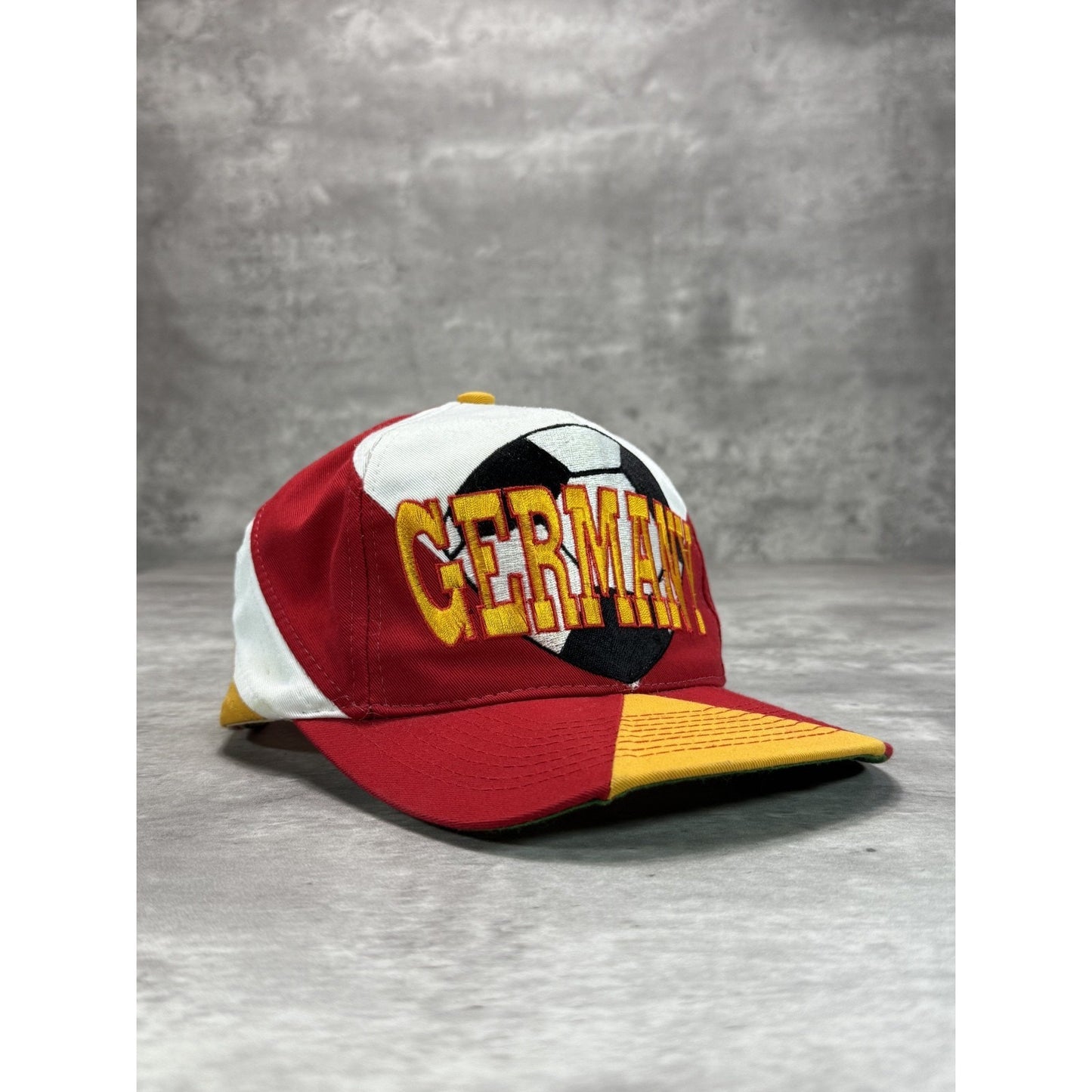 Vintage 90s Team Germany World Cup Embroidered Soccer Spellout Snapback Hat OSFA