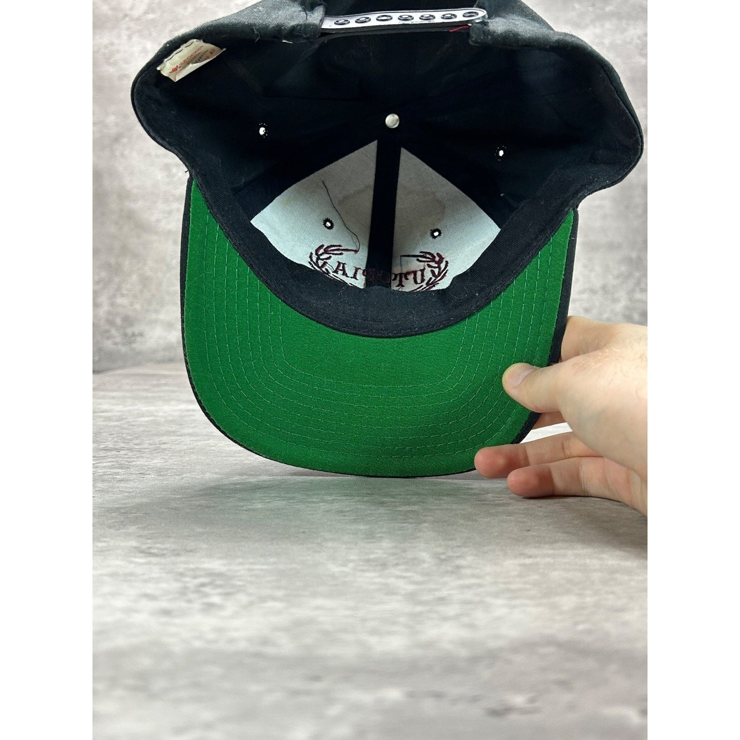 Vintage 90s Utopia Embroidered Spellout Snapback Hat OSFA Black/Red