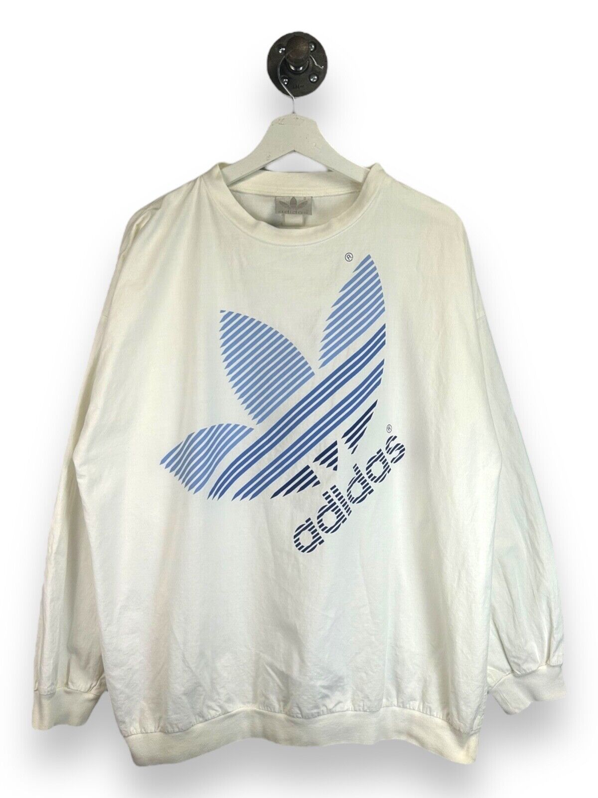 Vintage 80s Adidas Trefoil Graphic Spellout Longsleeve T-Shirt Size XL