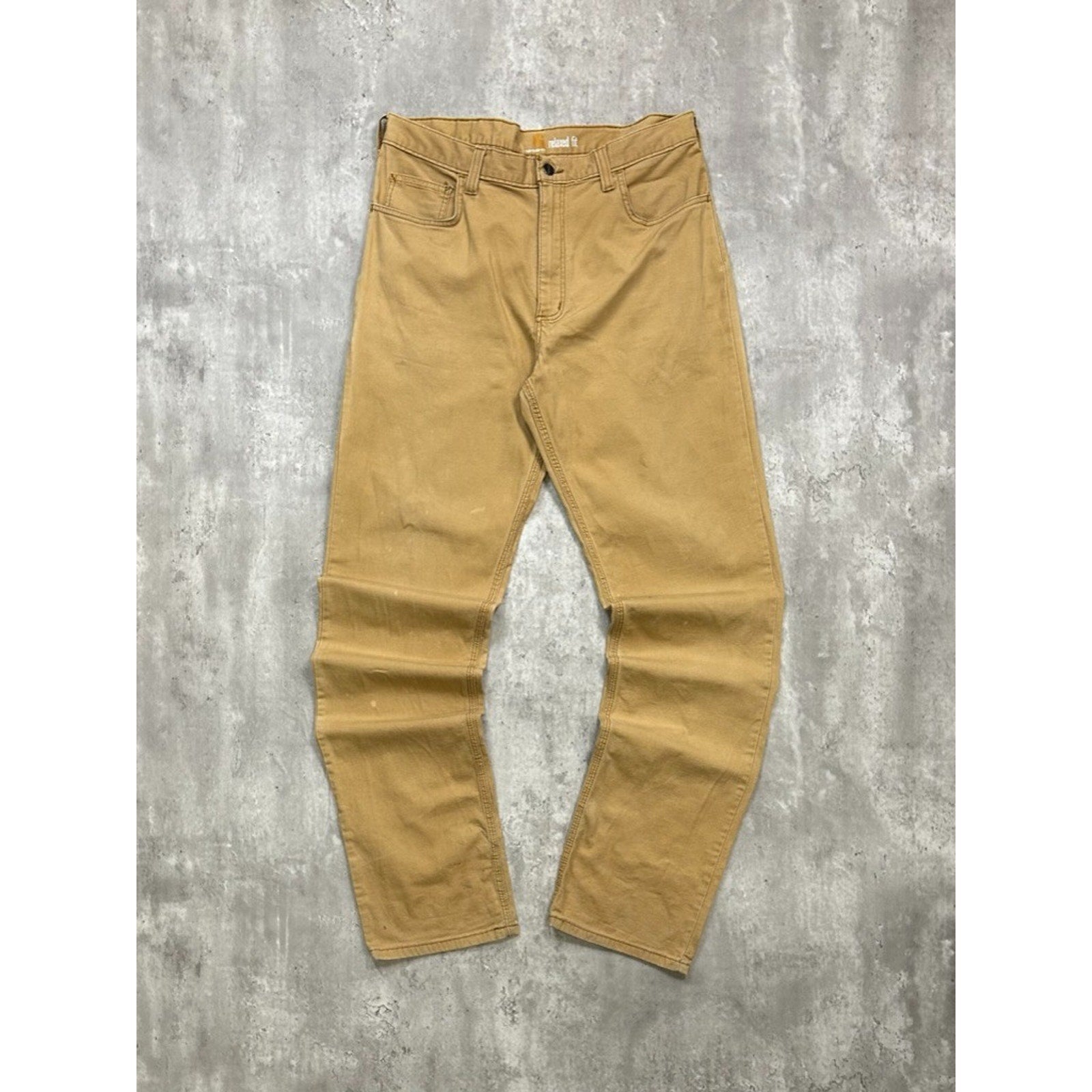 Vintage Carhartt Relaxed Fit Canvas Workwear Beige Five Pocket Pants Size 35
