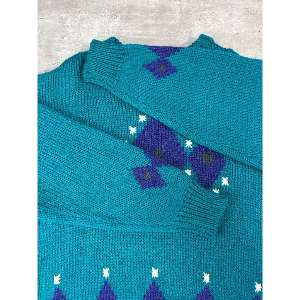 Vintage 80s/90s Sundays Geometric Print Pullover Knit Sweater Size Large