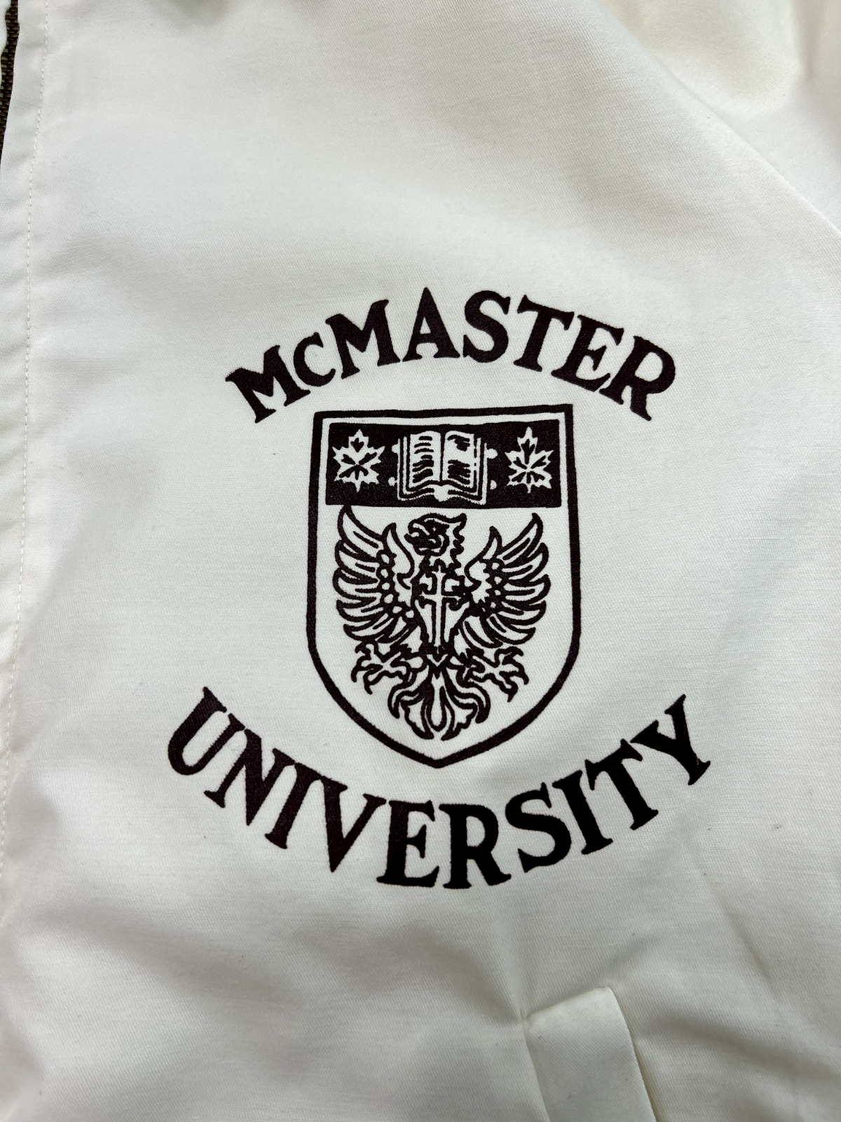 Vintage 70s/80s McMaster University Collegiate Crest Full Zip Jacket Size Large