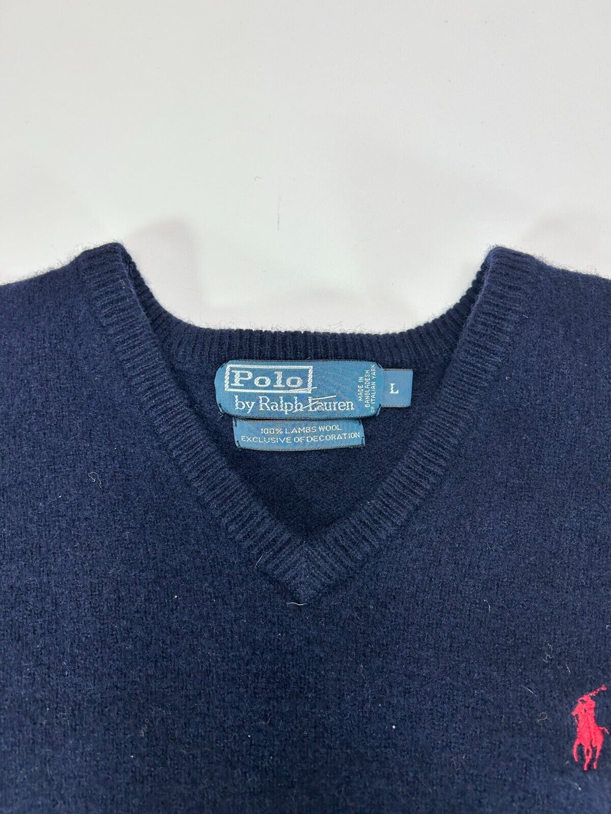 Vintage 90s Polo Ralph Lauren Embroidered Pony 100% Wool Knit Sweater Size Large