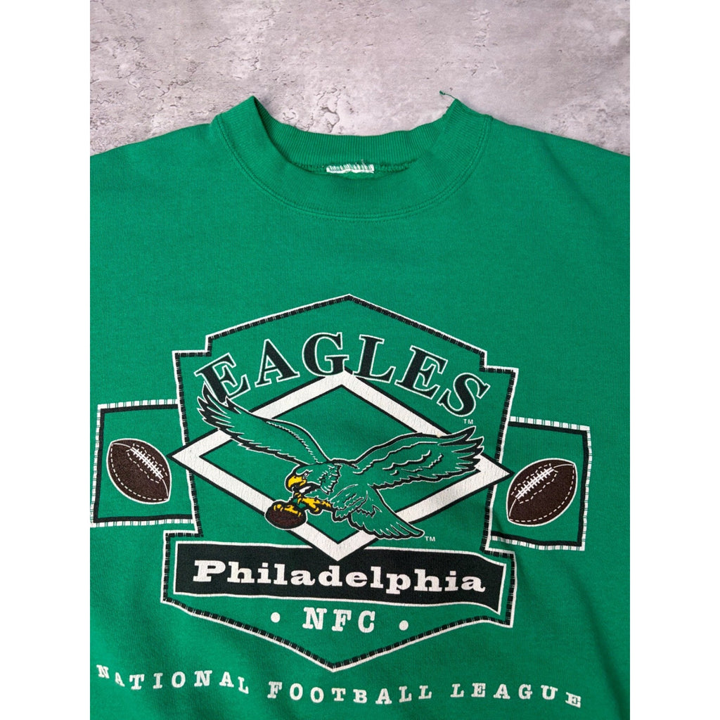Vintage 90s Philadelphia Eagles Spellout Graphic Football Sweatshirt Size Medium