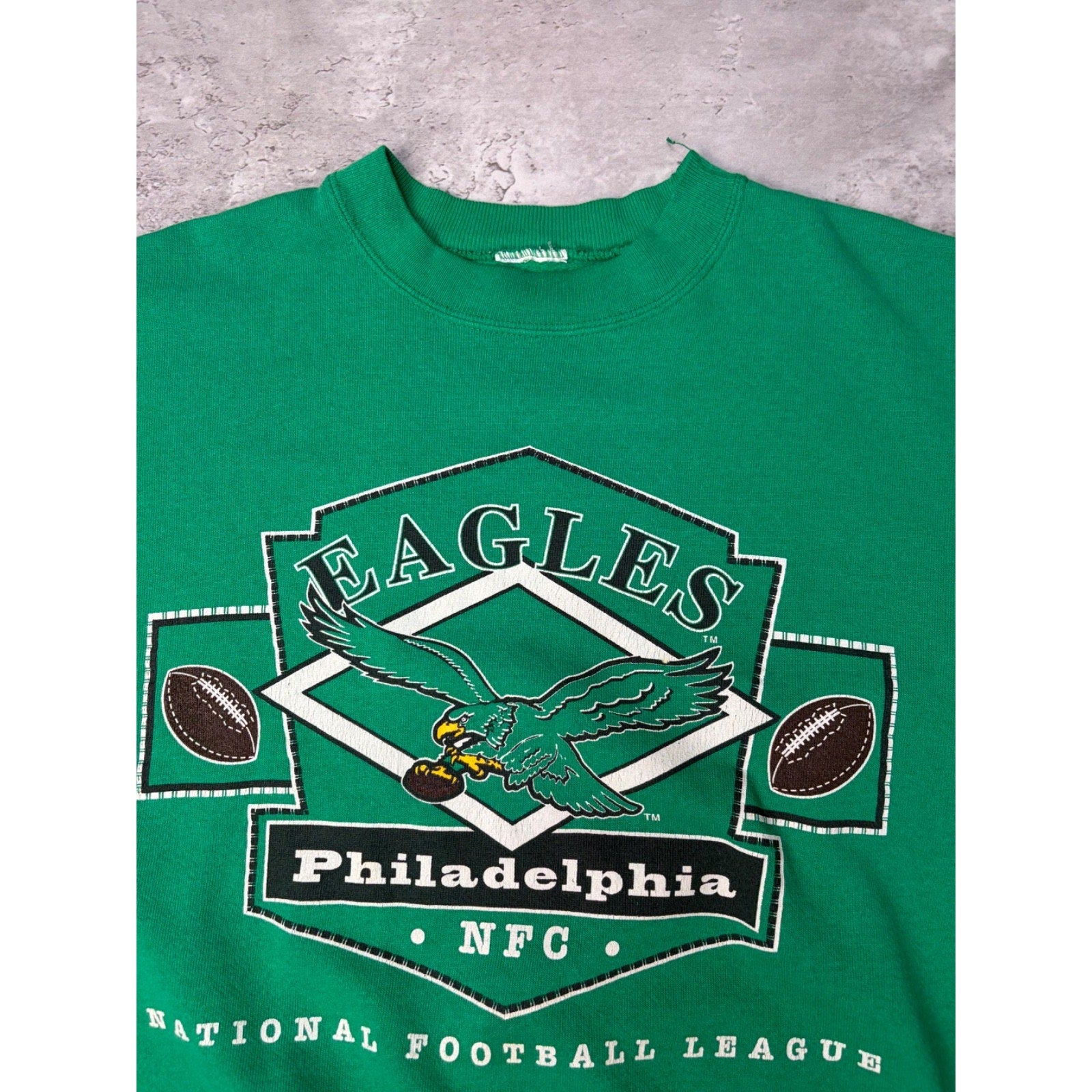 Vintage 90s Philadelphia Eagles Spellout Graphic Football Sweatshirt Size Medium