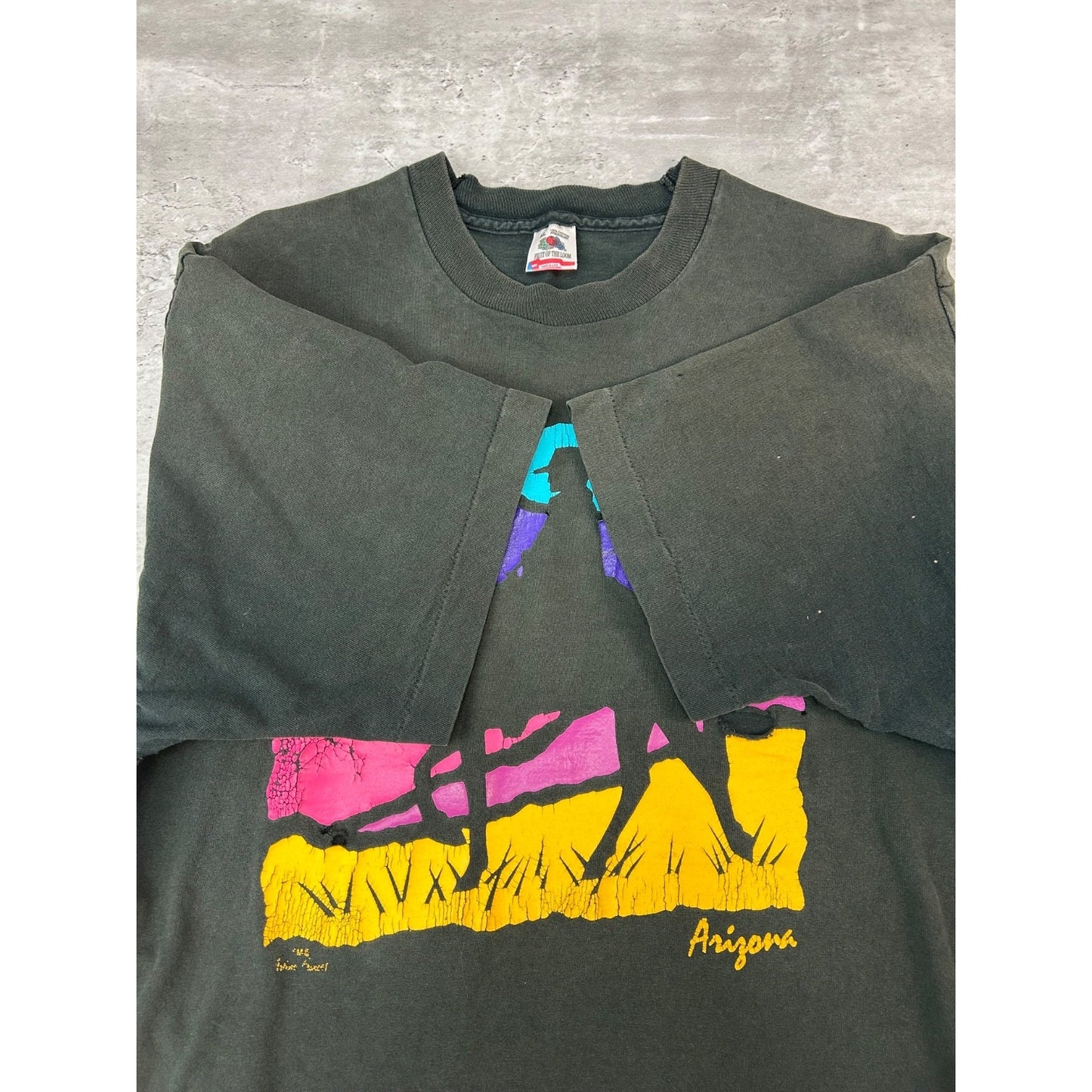 Vintage 90s Arizona Cowboy Graphic Destination T-Shirt Size XL Black