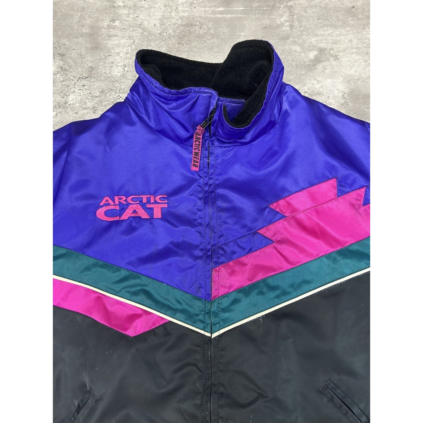 Vintage 90s Arctic Cat Embroidered Nylon Full Zip Bomber Jacket Size Large