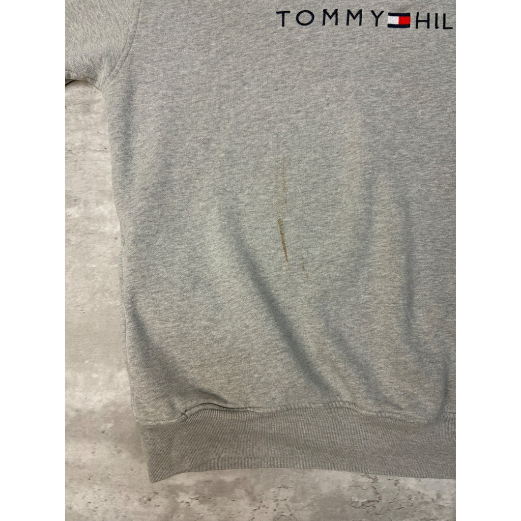 Vintage Tommy Hilfiger Embroidered Spellout Logo 1/4 Zip Sweatshirt Size XL