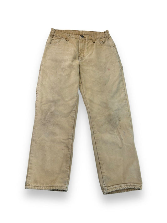 Vintage Dickies Plaid Lined Canvas Workwear Carpenter Pants Size 31W Beige