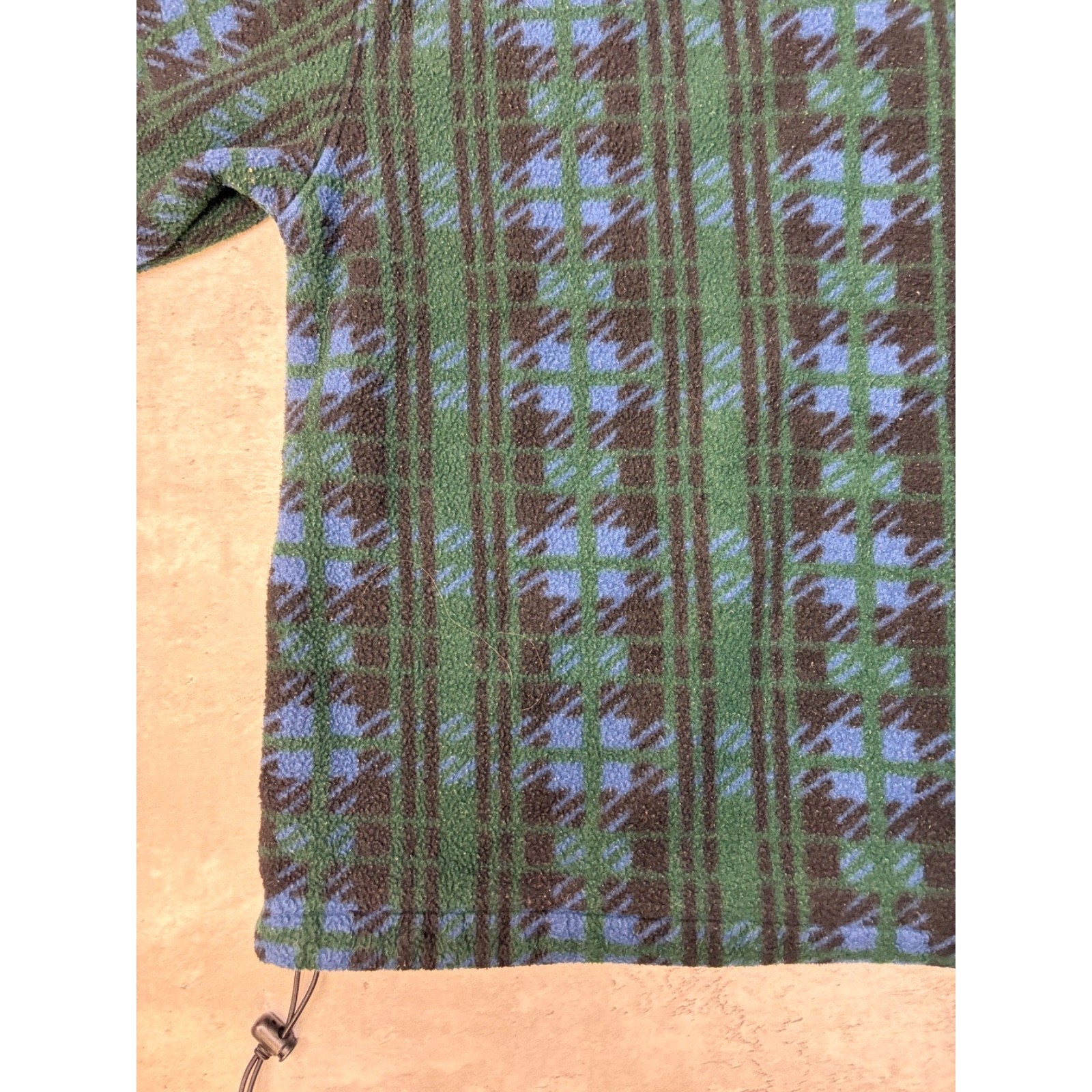 Vintage L.L. Bean Plaid 1/4 Button Fleece Pullover Sweatshirt Size Large