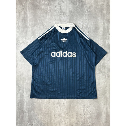 Vintage 90s Adidas Graphic Trefoil Two Tone Soccer Jersey Size XL Blue