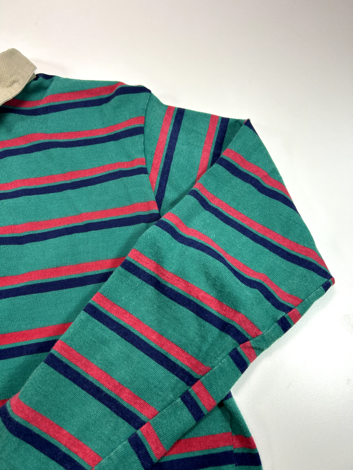 Vintage 90s Gant Striped Quarter Button Long Sleeve Rugby Shirt Size Large