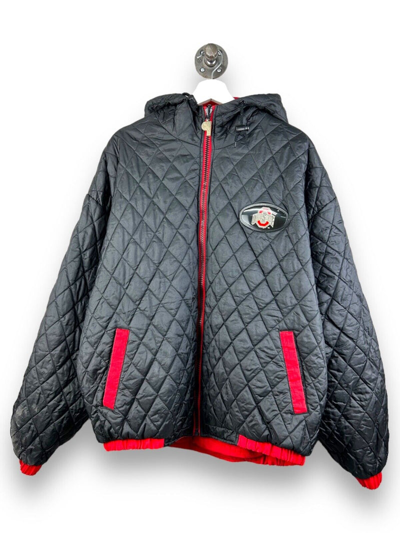 Vintage 90s Ohio State Quilted Reversible Pro Player Hooded Jacket Size XL