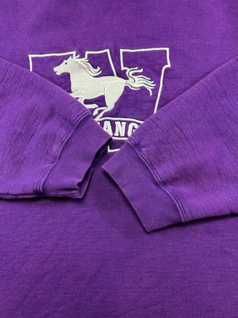 Vintage 90s Western Mustangs Collegiate Embroidered Logo Sweatshirt Size Large