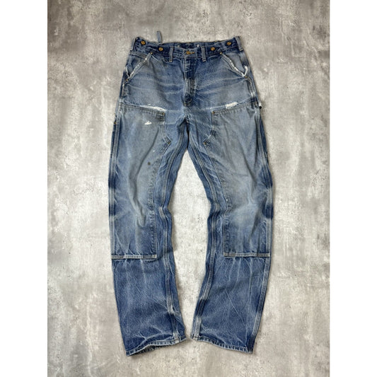 Vintage Carhartt Medium Wash Denim Double Knee Carpenter Pants Size 34