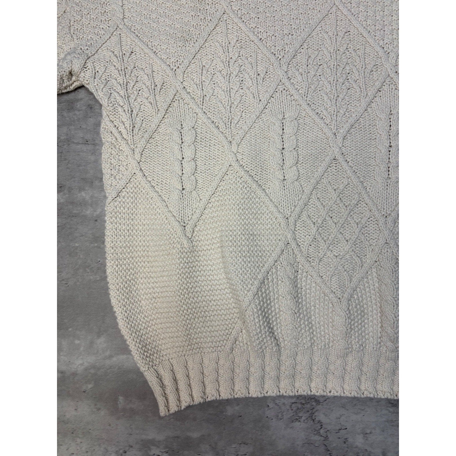 Vintage 90s Structure Pullover Textured Beige Knit Sweater Size Large