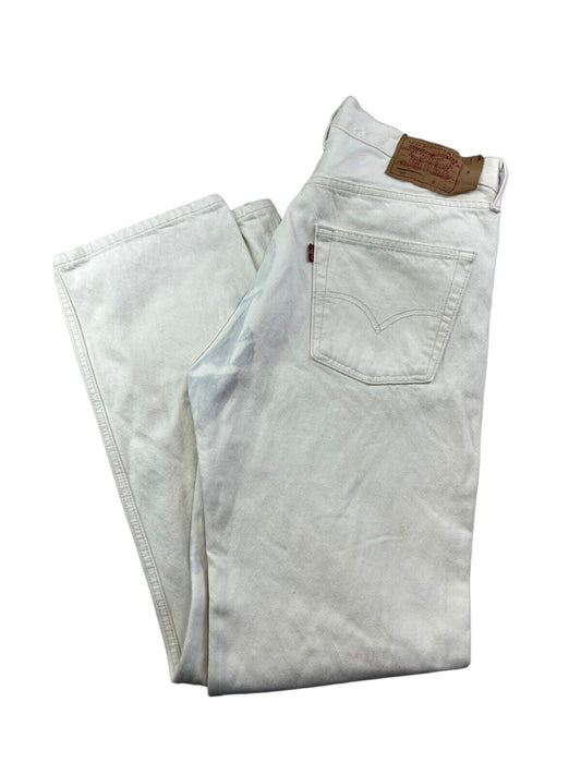 Vintage 90s Levi's 501 XX White Denim Button Fly Pants Size 32