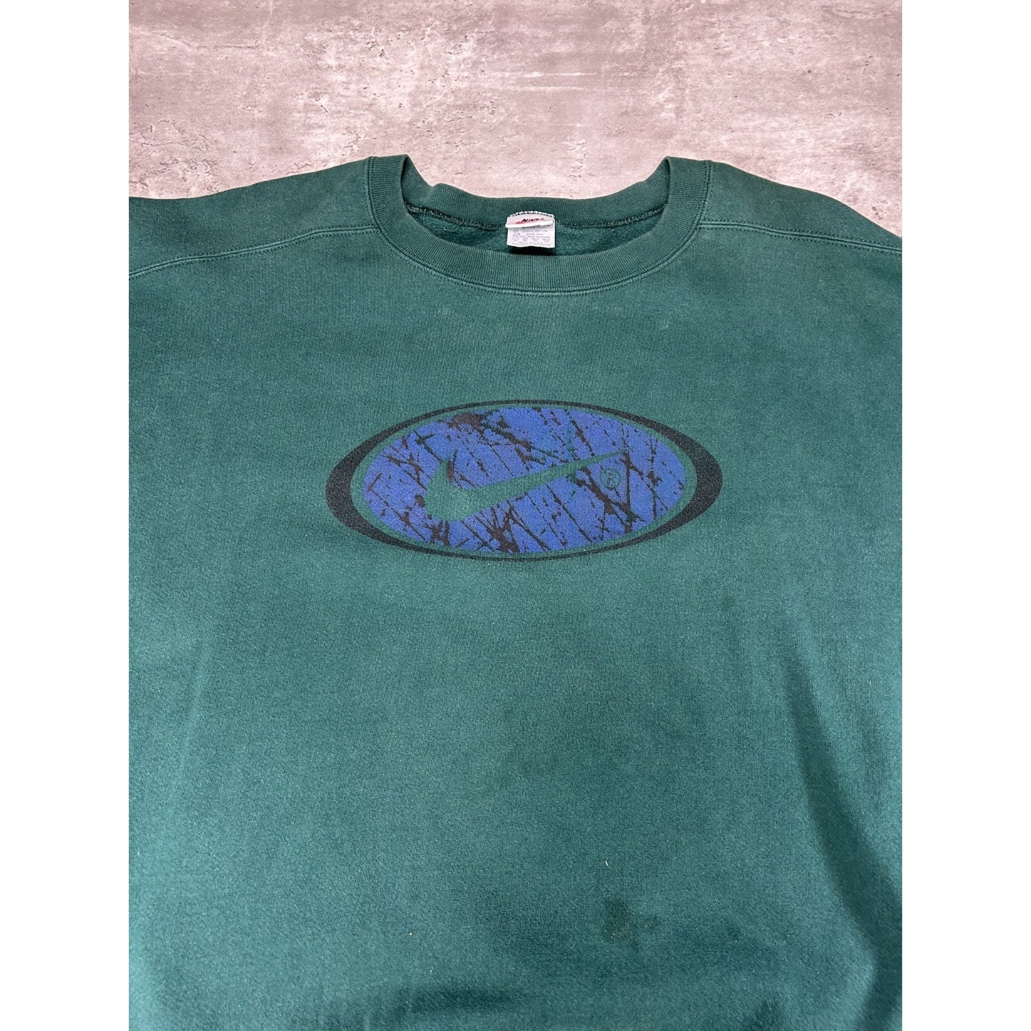 Vintage 90s Nike Big Graphic Swoosh Pullover Crewneck Sweatshirt Size XXL Green