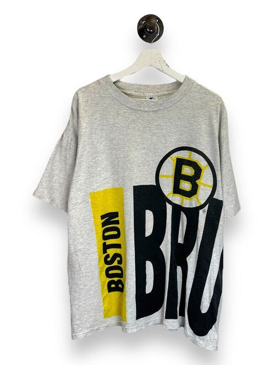 Vintage 1993 Boston Bruins NHL Wrap Around Spell Out Starter T-Shirt Size XL