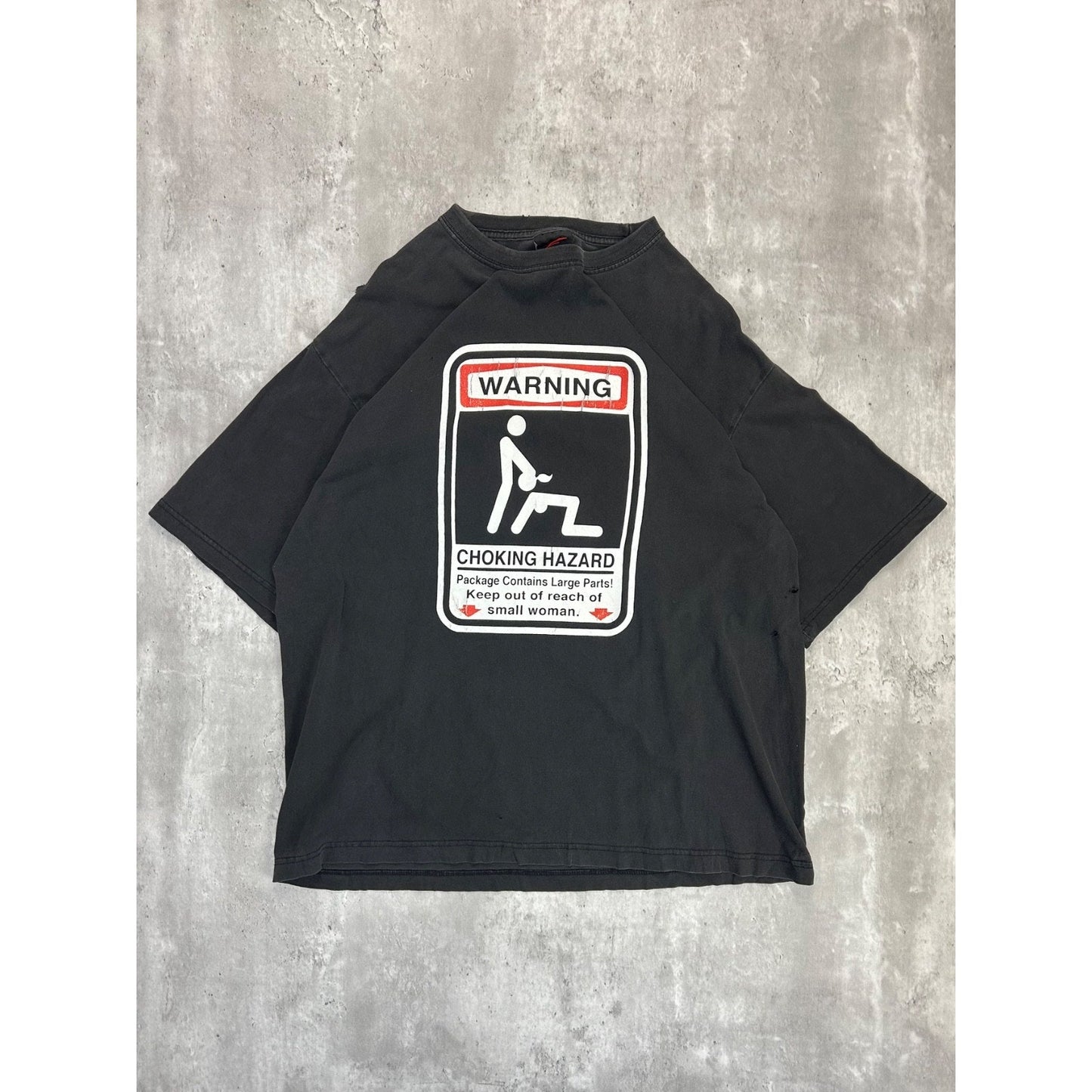 Vintage Warning Choking Hazard Dirty Comedy Graphic T-Shirt Size XL Black