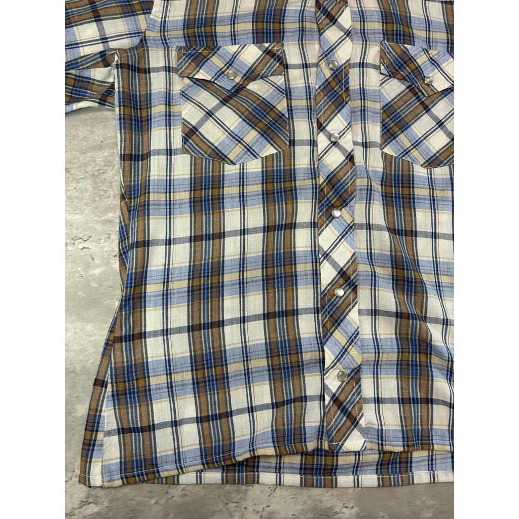 Vintage 1970s/80s JCPenny Plaid Print Reworked Cropped Button Up Shirt Sz Medium