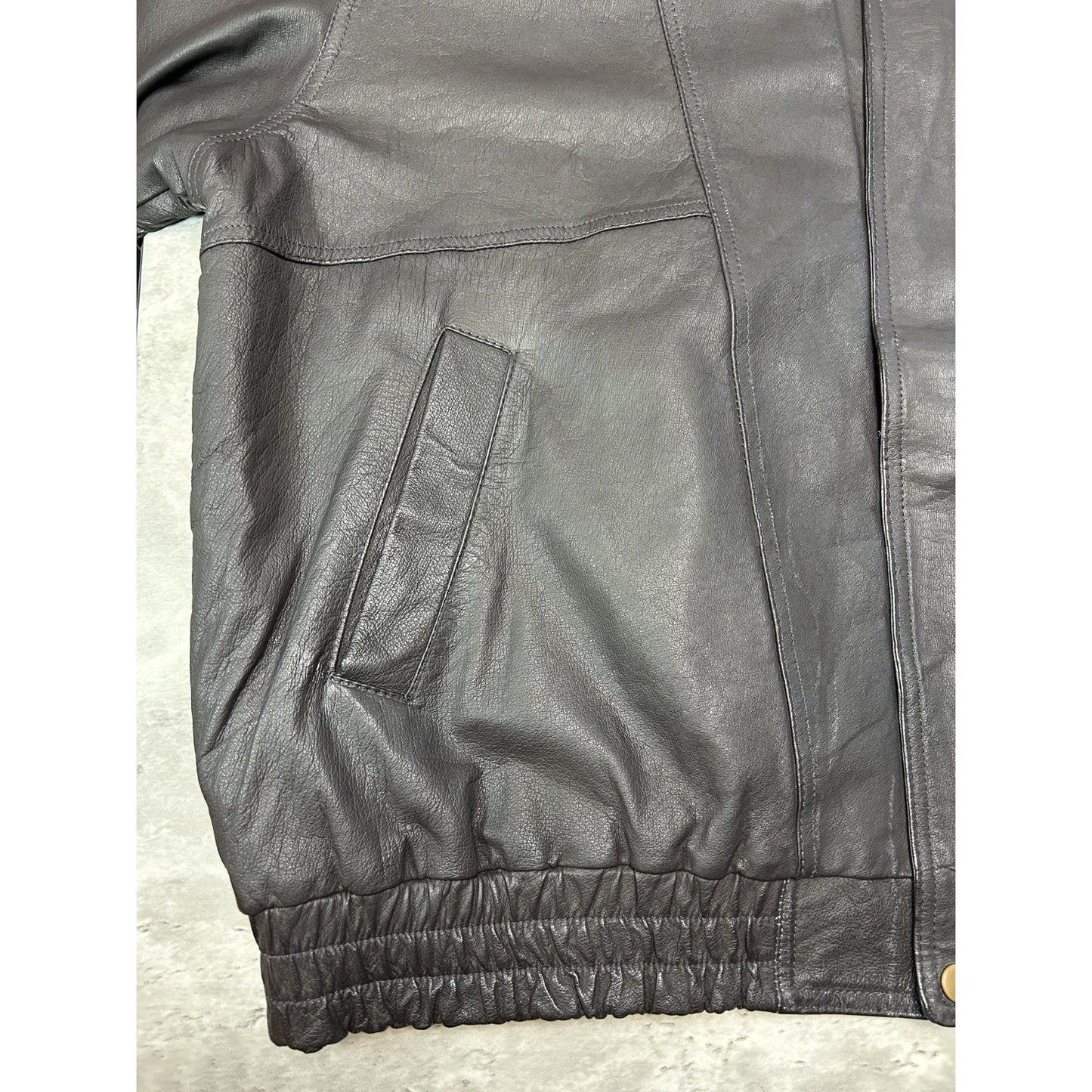Vintage Cherokee Full Zip Leather Bomber Jacket Size 2XL Black