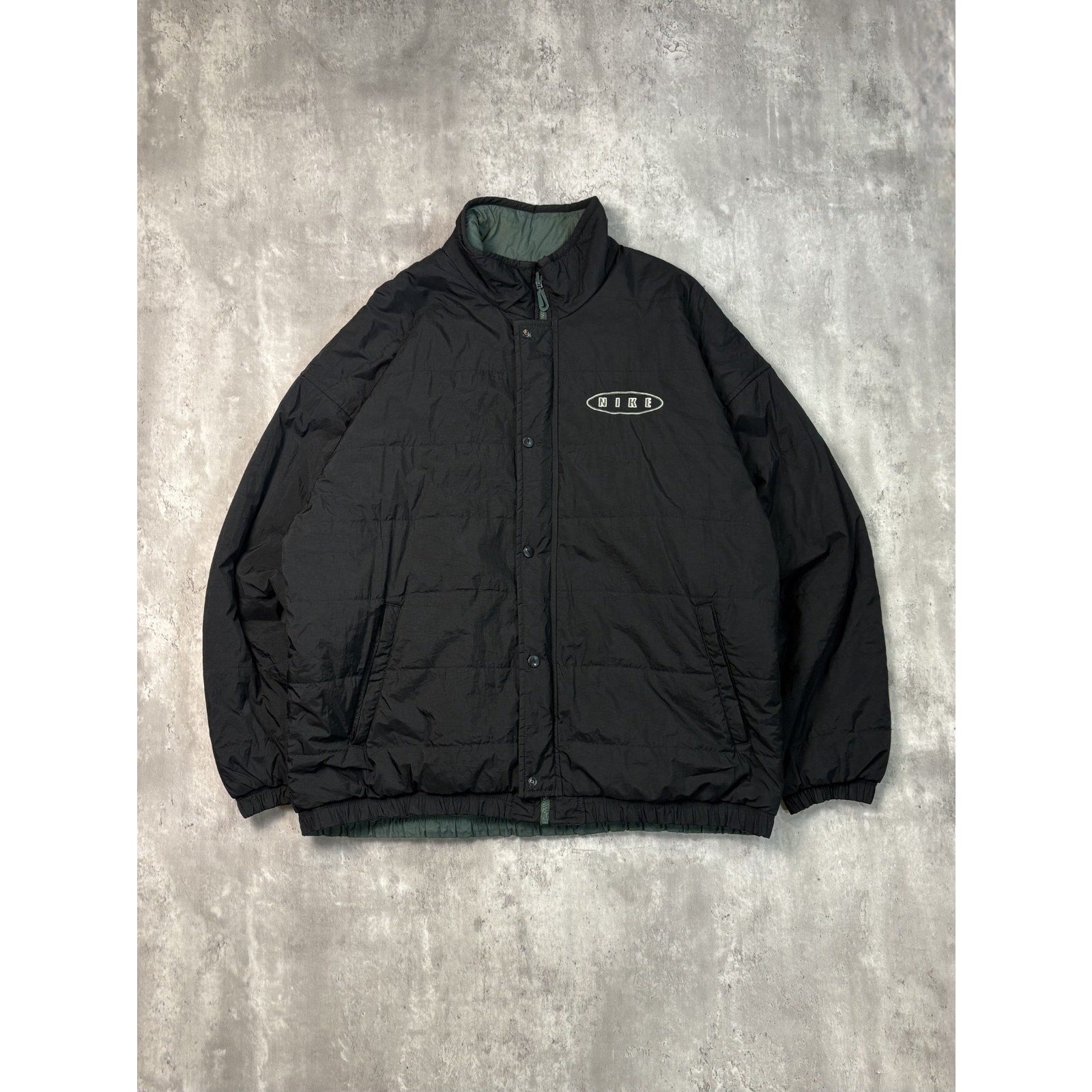 Vintage 90s Nike Embroidered Spellout Reversible Insulated Jacket Size XL