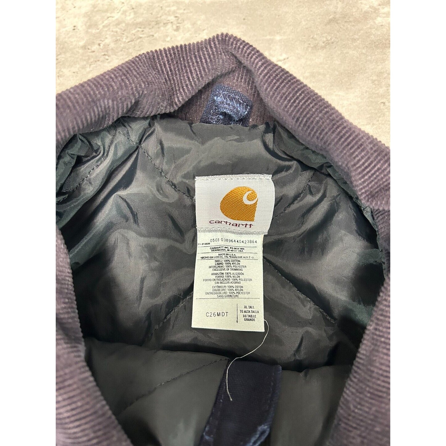 Vintage Carhartt Quilted Lined Canvas Workwear Arctic Jacket Size XL Tall Blue