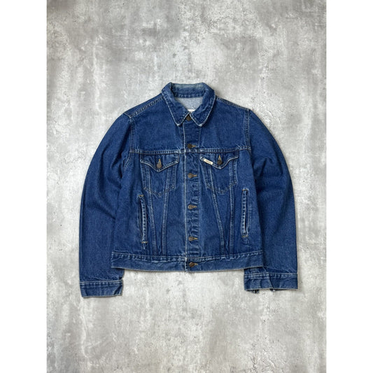 Vintage 80s/90s Dark Wash Denim Western Style Trucker Jacket Size Small