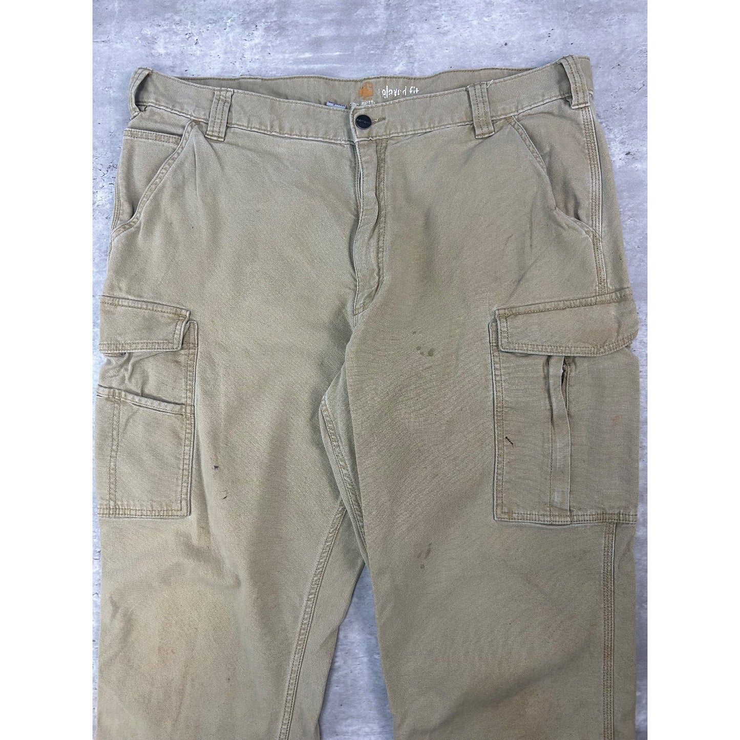 Carhartt Relaxed Fit Canvas Workwear Cargo Pants Size 38 Beige