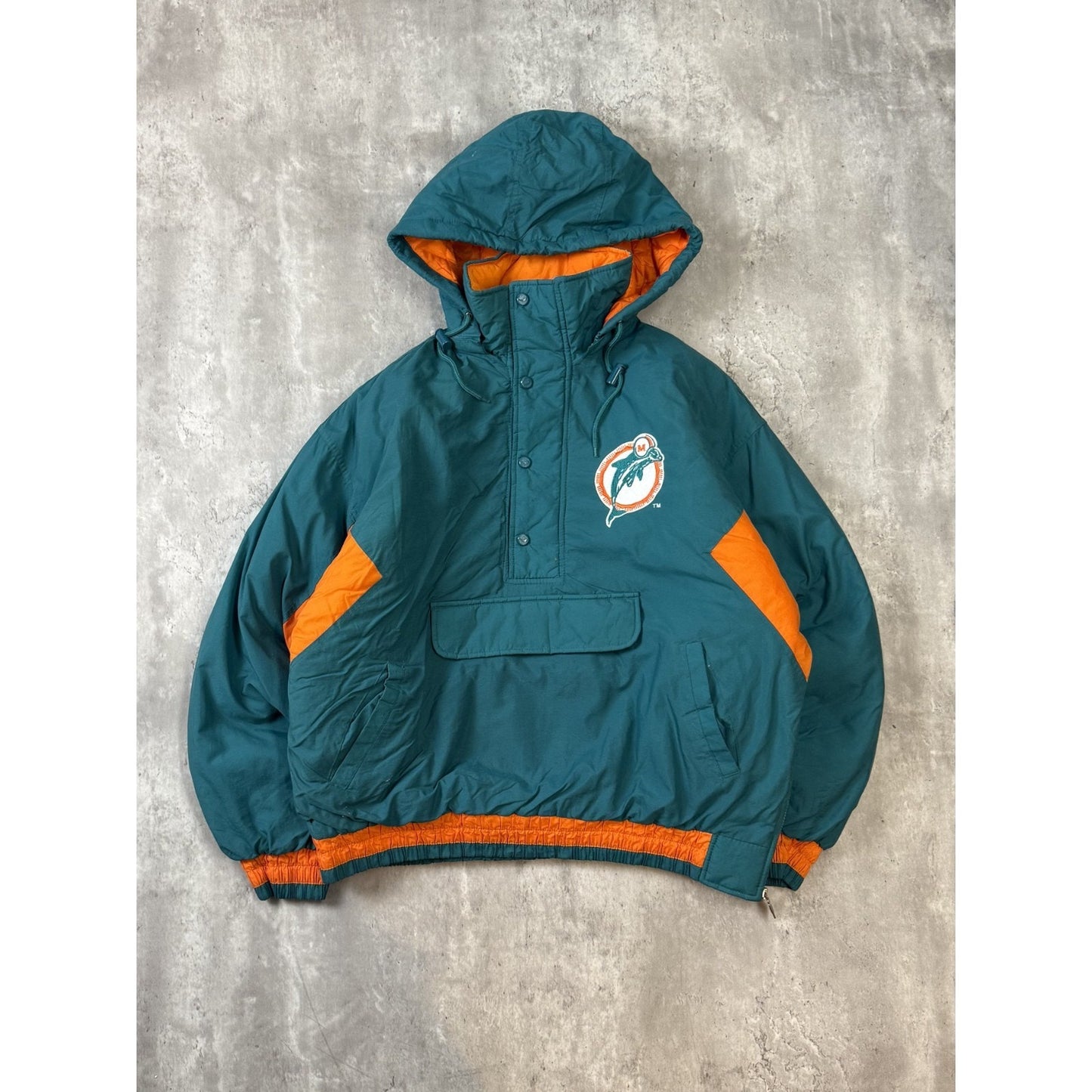 Vintage 90s Miami Dolphins NFL Embroidered Logo Insulated Jacket Size Large