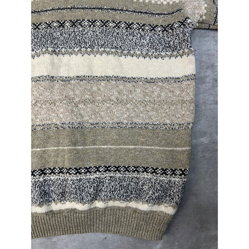Vintage 90s Great Lakes Country Abstract Striped Collared Sweater Size Medium