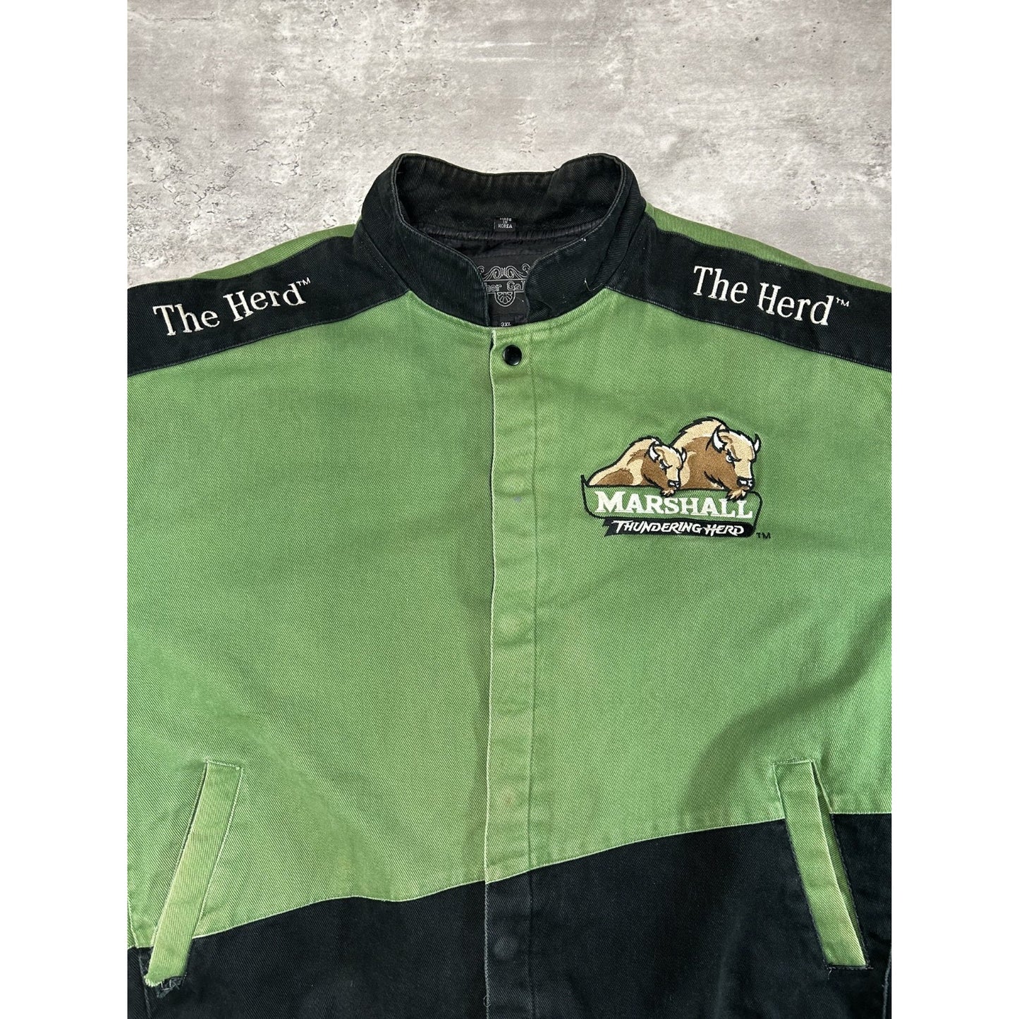 Vintage Marshall Herd NCAA Embroidered Logo Collegiate Bomber Jacket Size 3XL