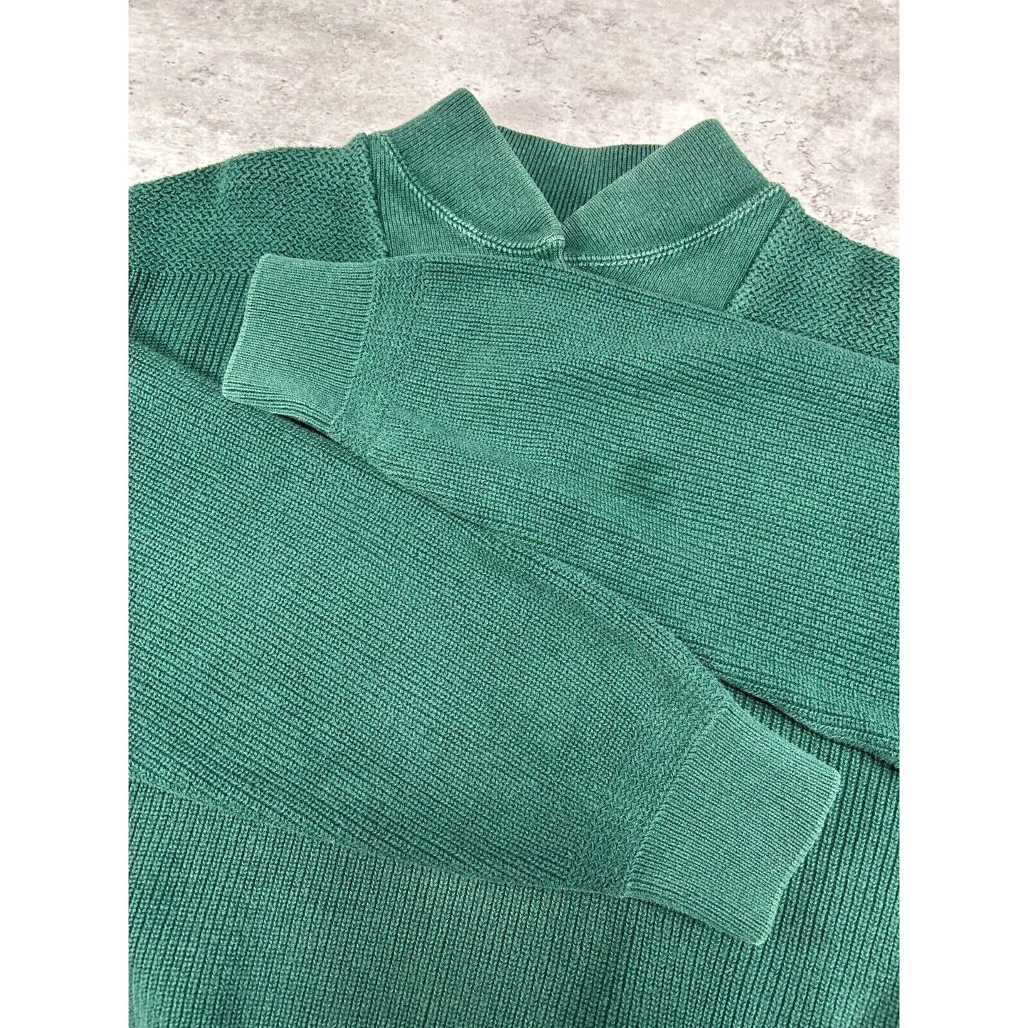 Vintage 90s L.L. Bean 1/4 Button Ribbed Pull Over Knit Sweater Size Large Green