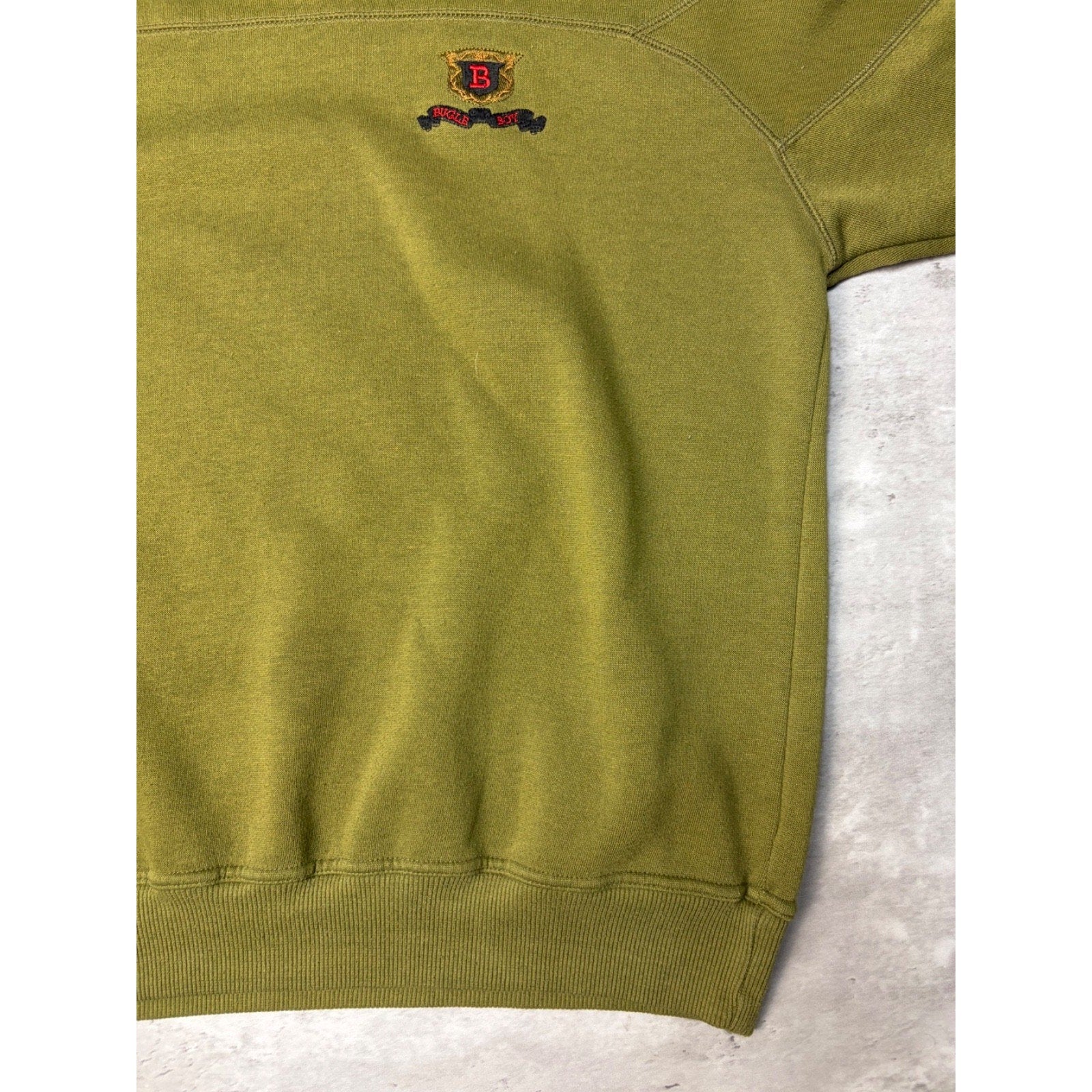 Vintage 90s Bugle Boys Embroidered Crest Earth Tone Sweatshirt Size Medium