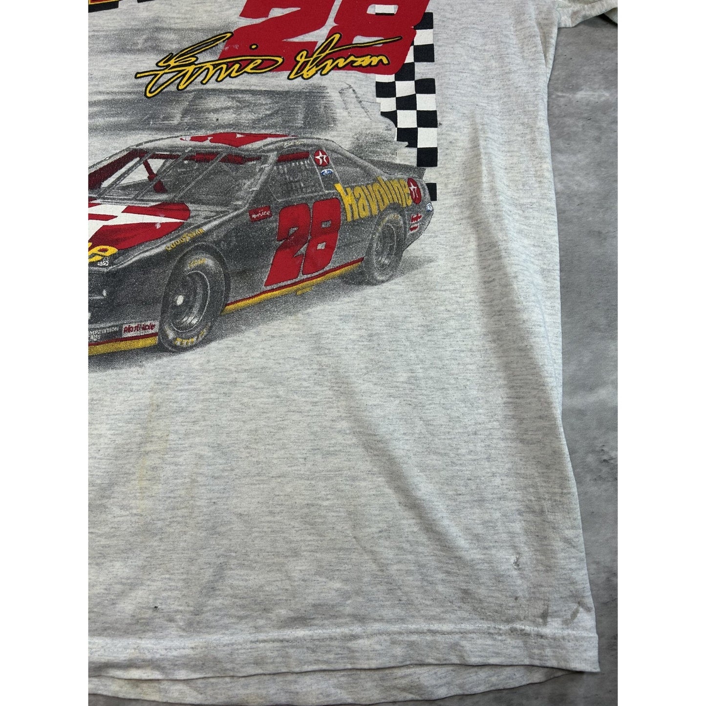 Vintage 90s Ernie Irvan #28 Texaco Racing Nascar Graphic T-Shirt Size Large