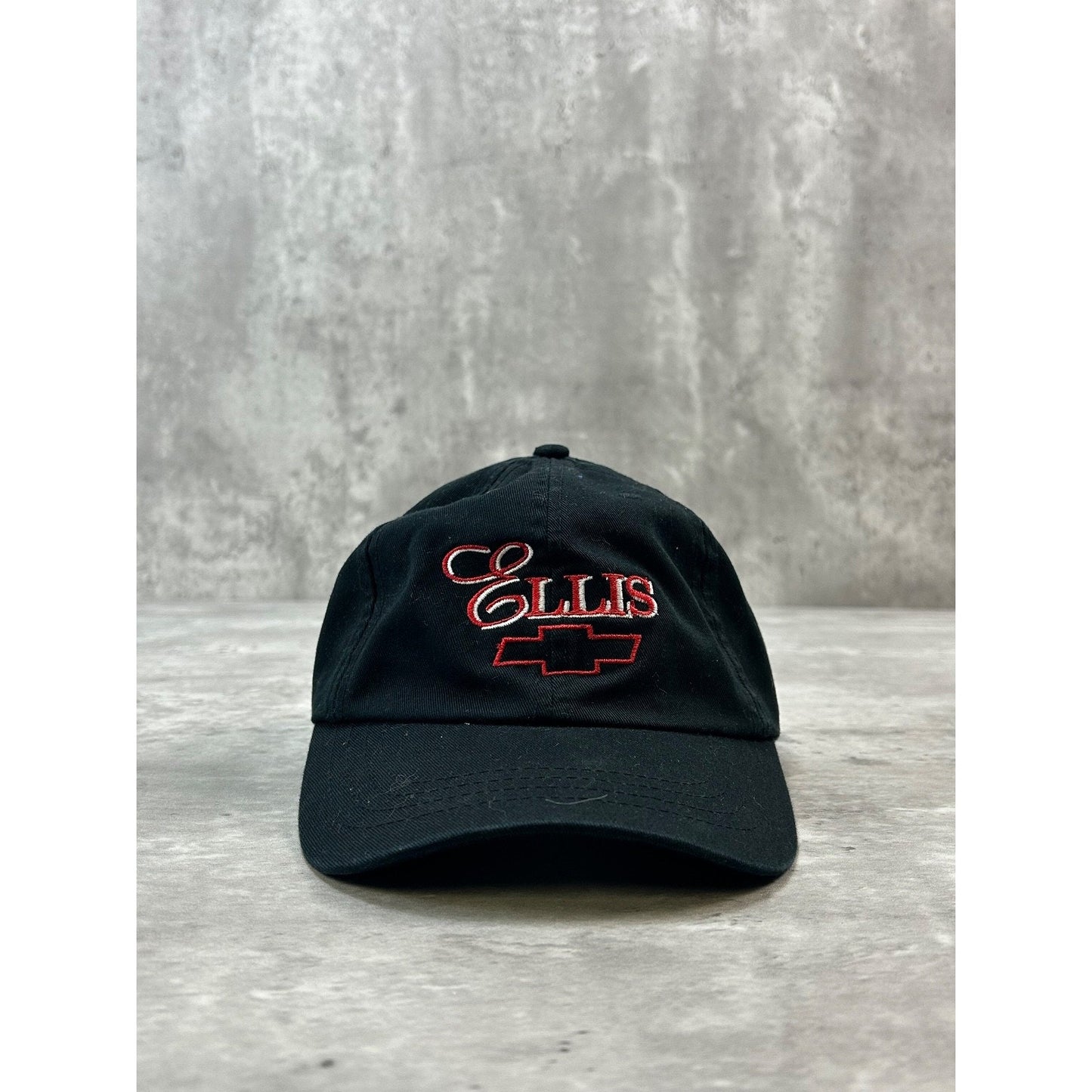 Vintage 90s Ellis Chevrolet Embroidered Logo Strapback Hat OSFA Black