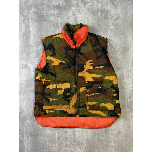 Vintage 80s Winchester Camo Reversible Nylon Hunting Puffer Jacket Size Medium