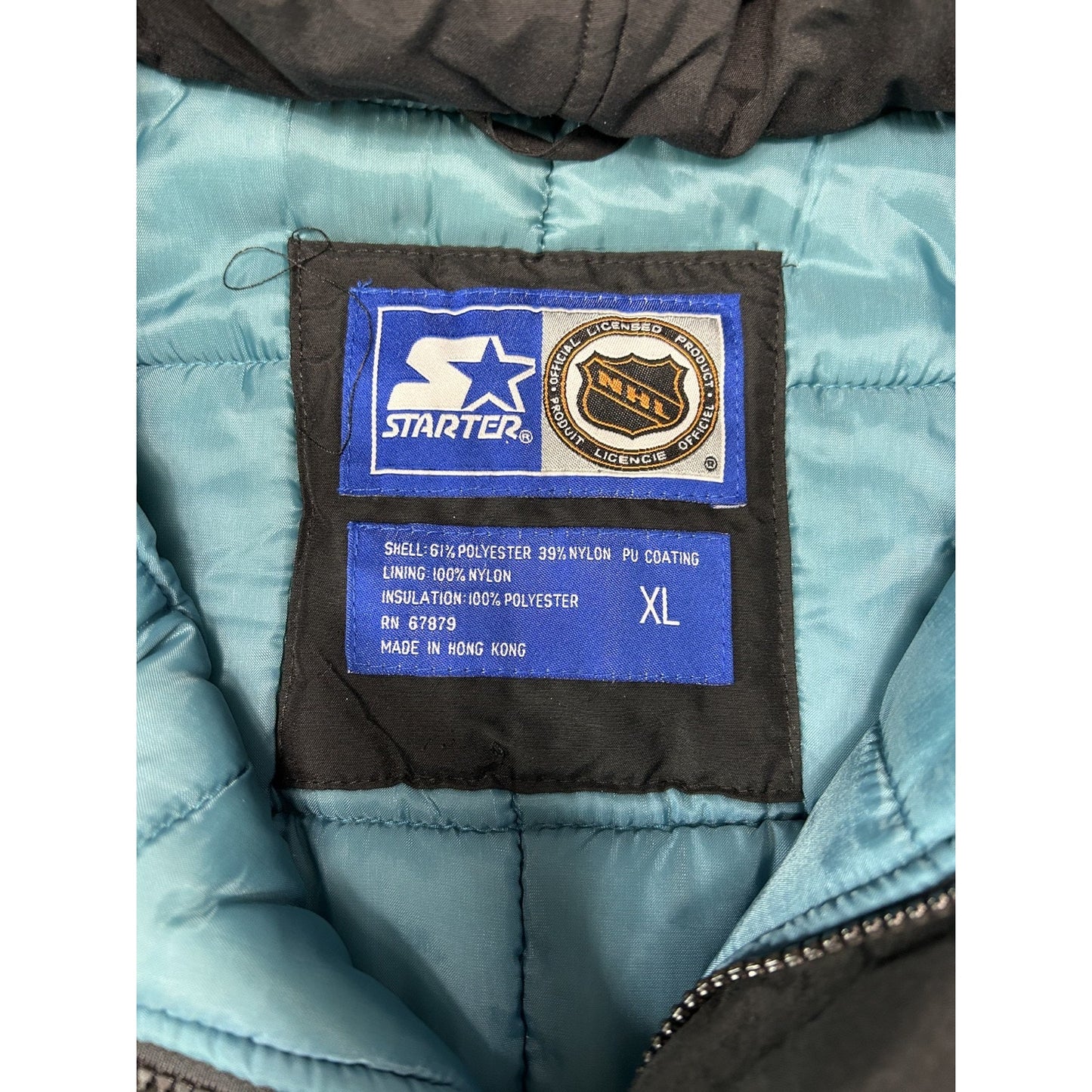 Vintage 80s/90s San Jose Sharks NHL Starter Insulated Full Zip Jacket Size XL