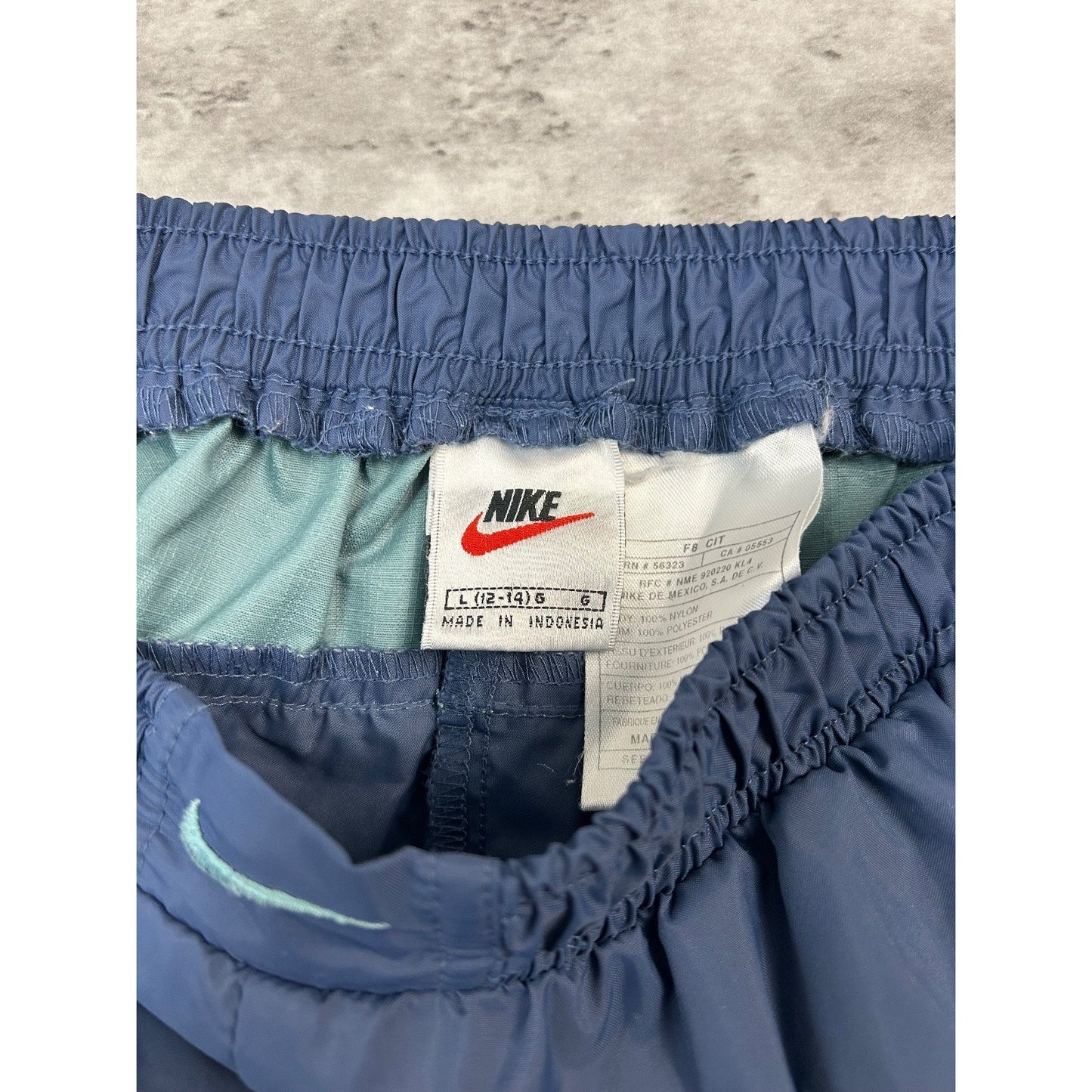 Vintage 2000s YOUTH Nike Embroidered Swoosh Two Tone Nylon Track Pants Sz Large