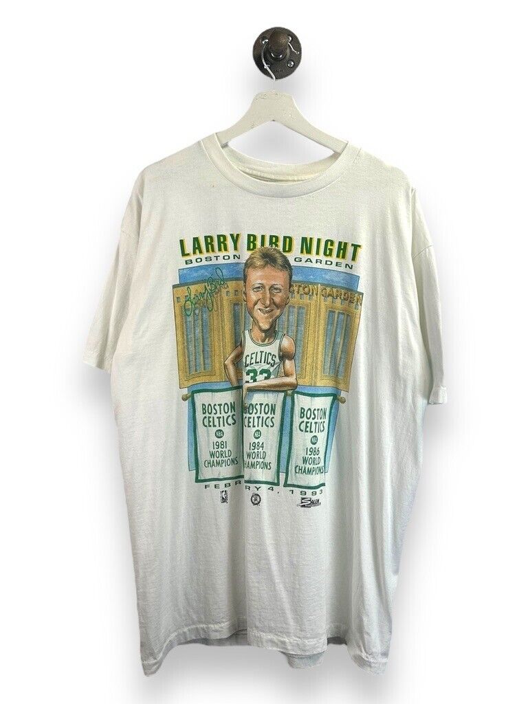 Vintage 1993 Larry Bird #33 Boston Celtics NBA Caricature Graphic T-Shirt Sz XL