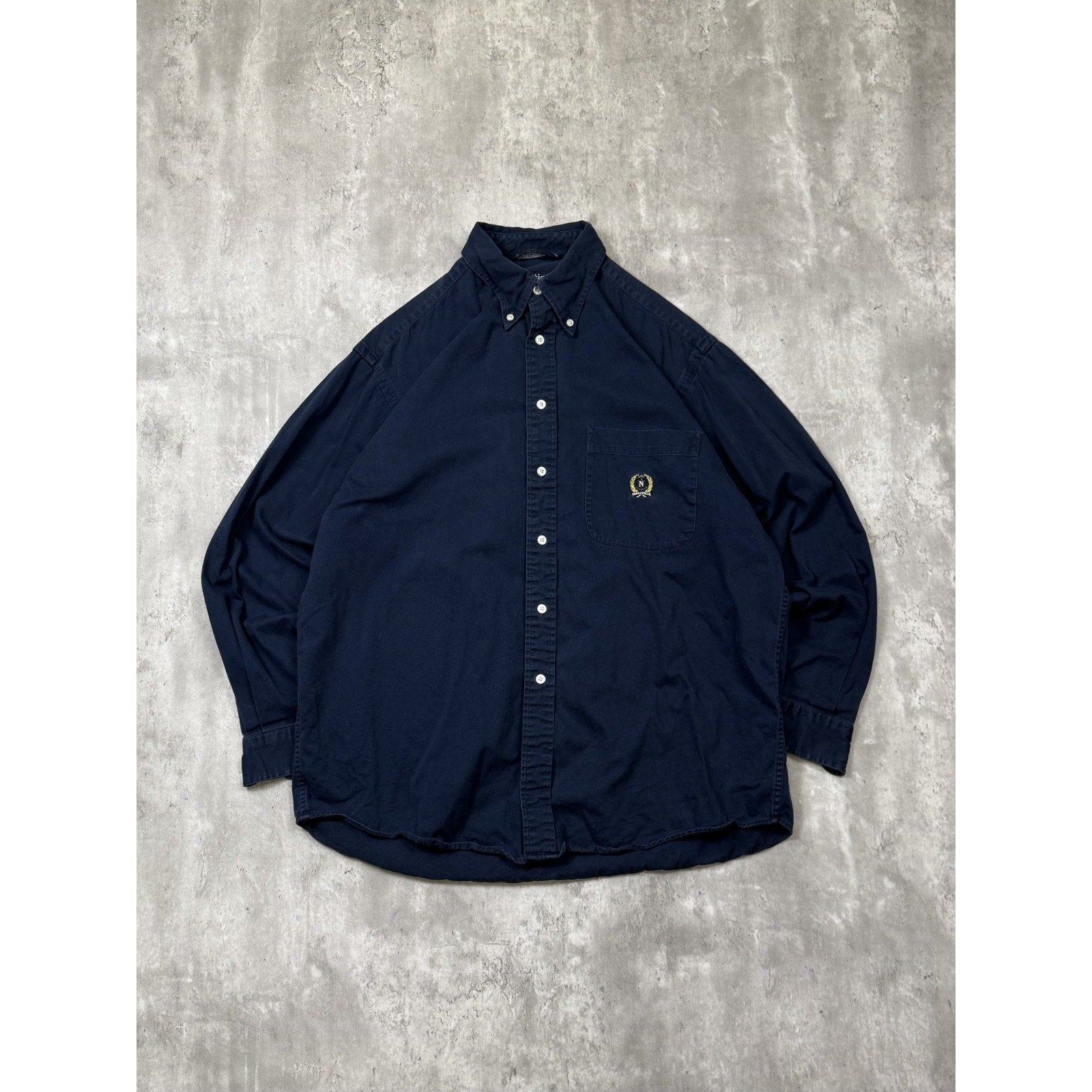 Vintage Nautica Embroidered Crest Long Sleeve Button Up Shirt Size Large
