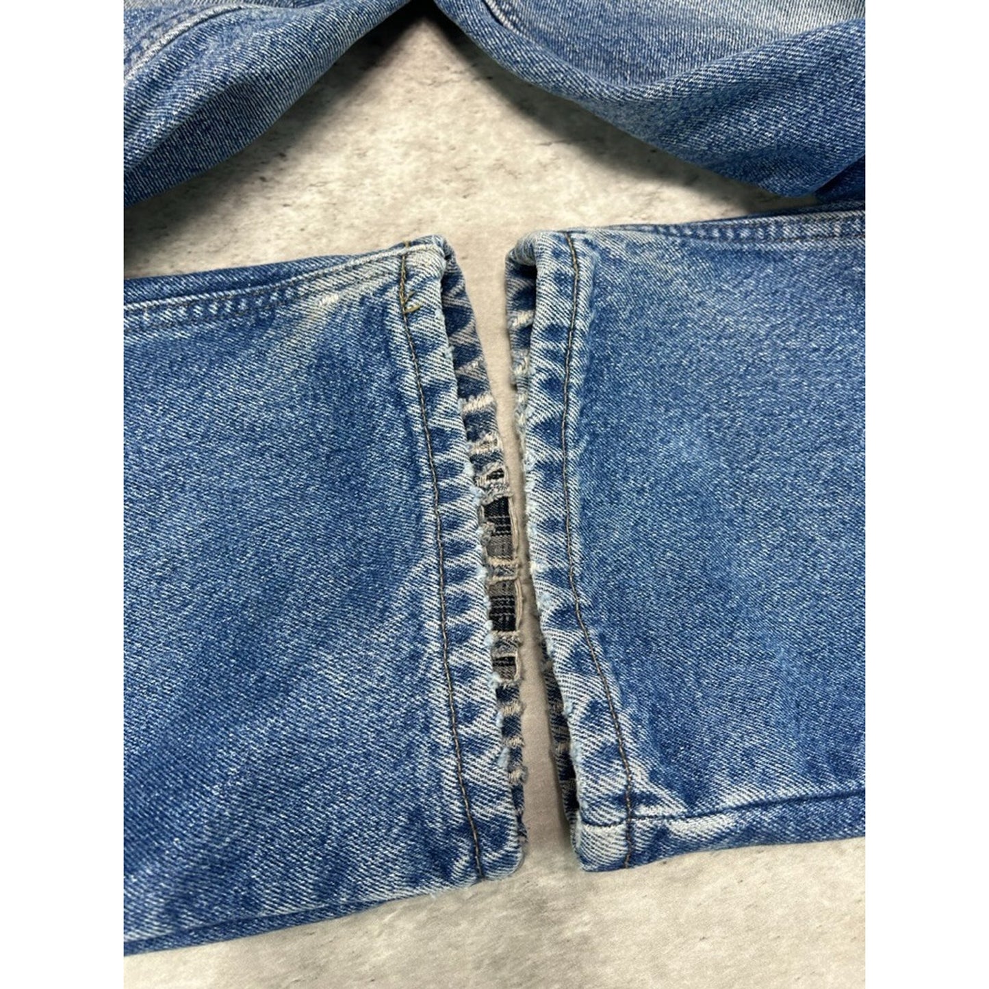 Vintage Carhartt Plaid Lined Medium Wash Workwear Denim Pants Size 34 Blue