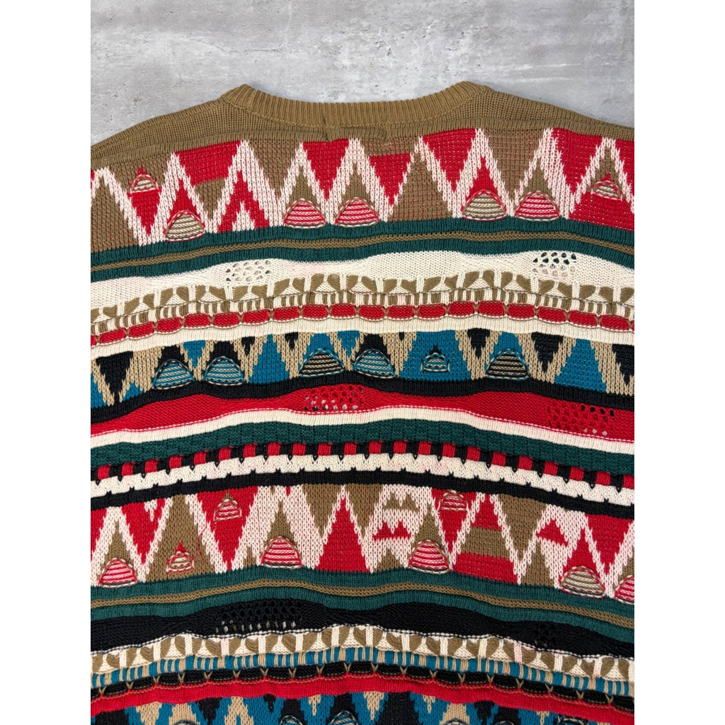 Vintage Dockside Abstract Pattern 3D Knit Sweater Size XL