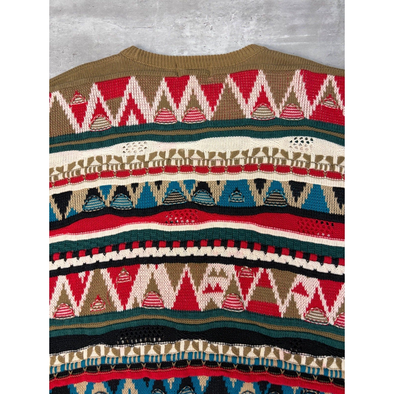 Vintage Dockside Abstract Pattern 3D Knit Sweater Size XL