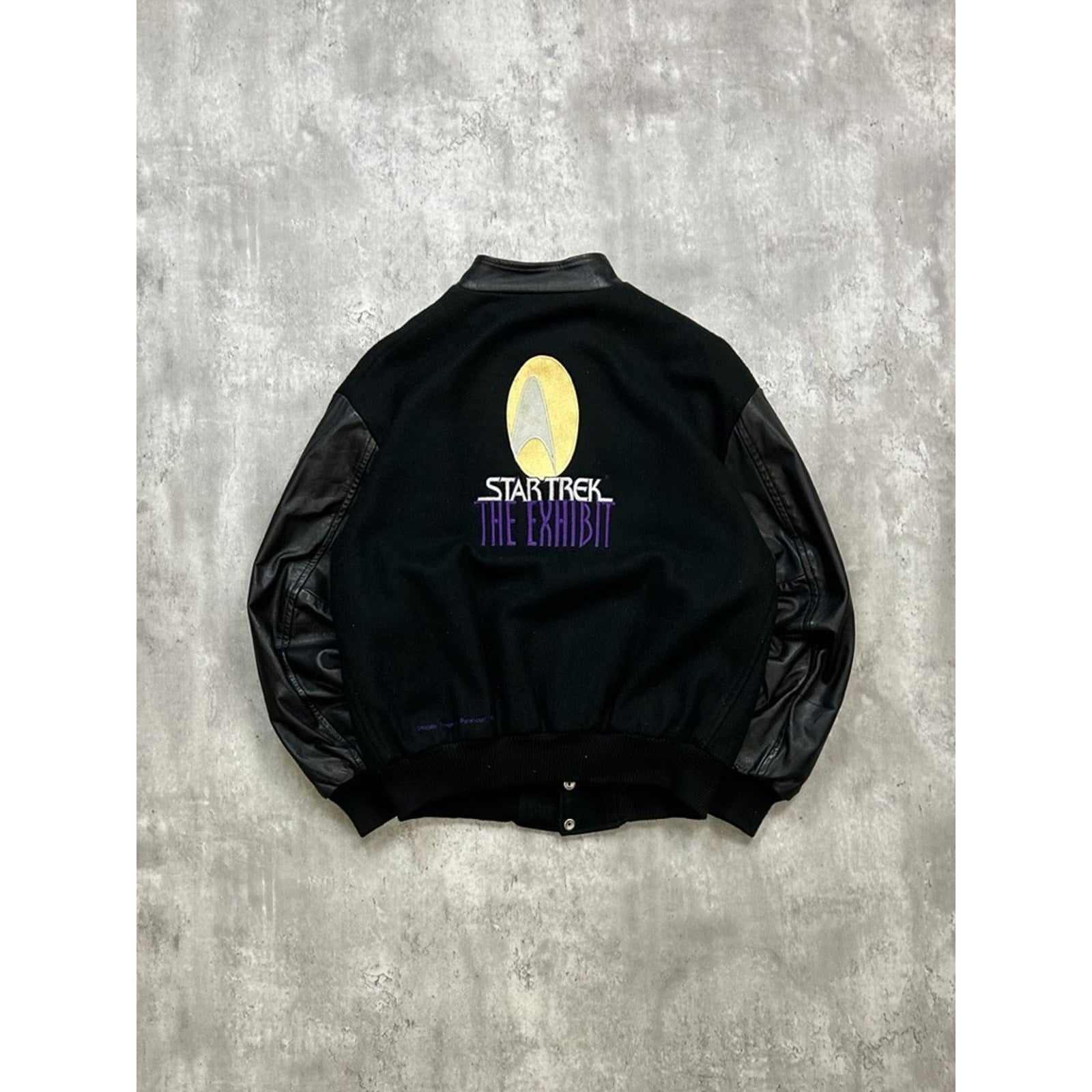 Vintage 1996 Star Trek The Exhibit Embroidered Varsity Bomber Jacket Size Medium