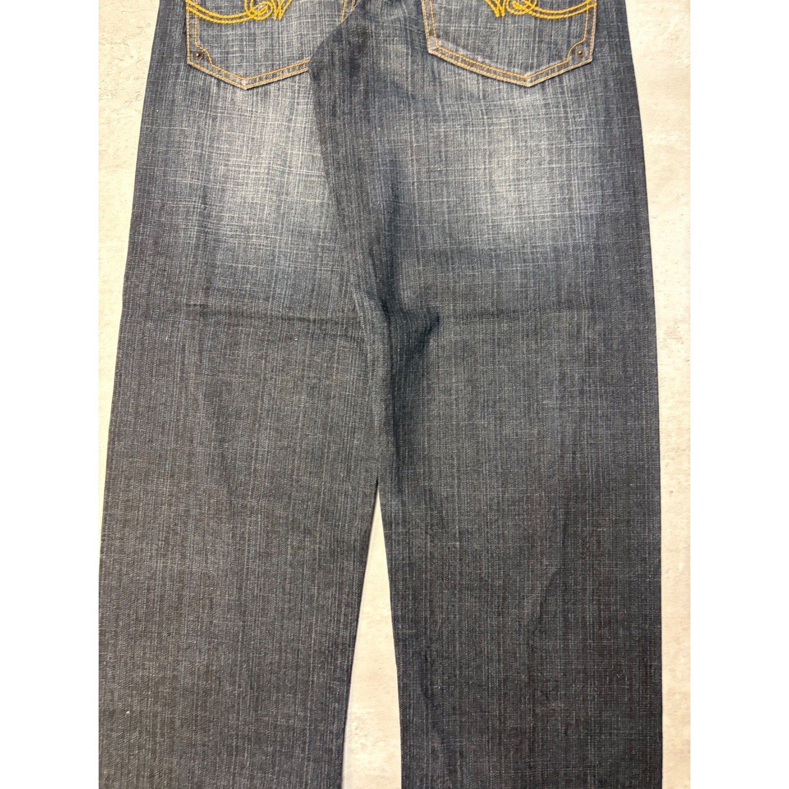 Vintage Y2K Rocawear Embroidered Pocket Dark Wash Denim Pants Size 28x32