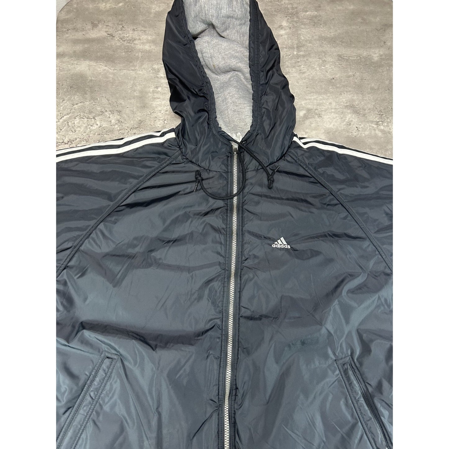 Vintage 90s Adidas Embroidered Nylon Full Zip Reversible Jacket Size XL