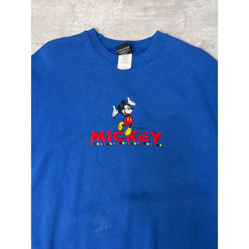 Vintage 90s Disney Mickey Mouse Embroidered Character Graphic Sweatshirt Size XL